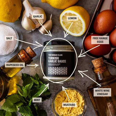 Turkish Garlic sauce with ingredients