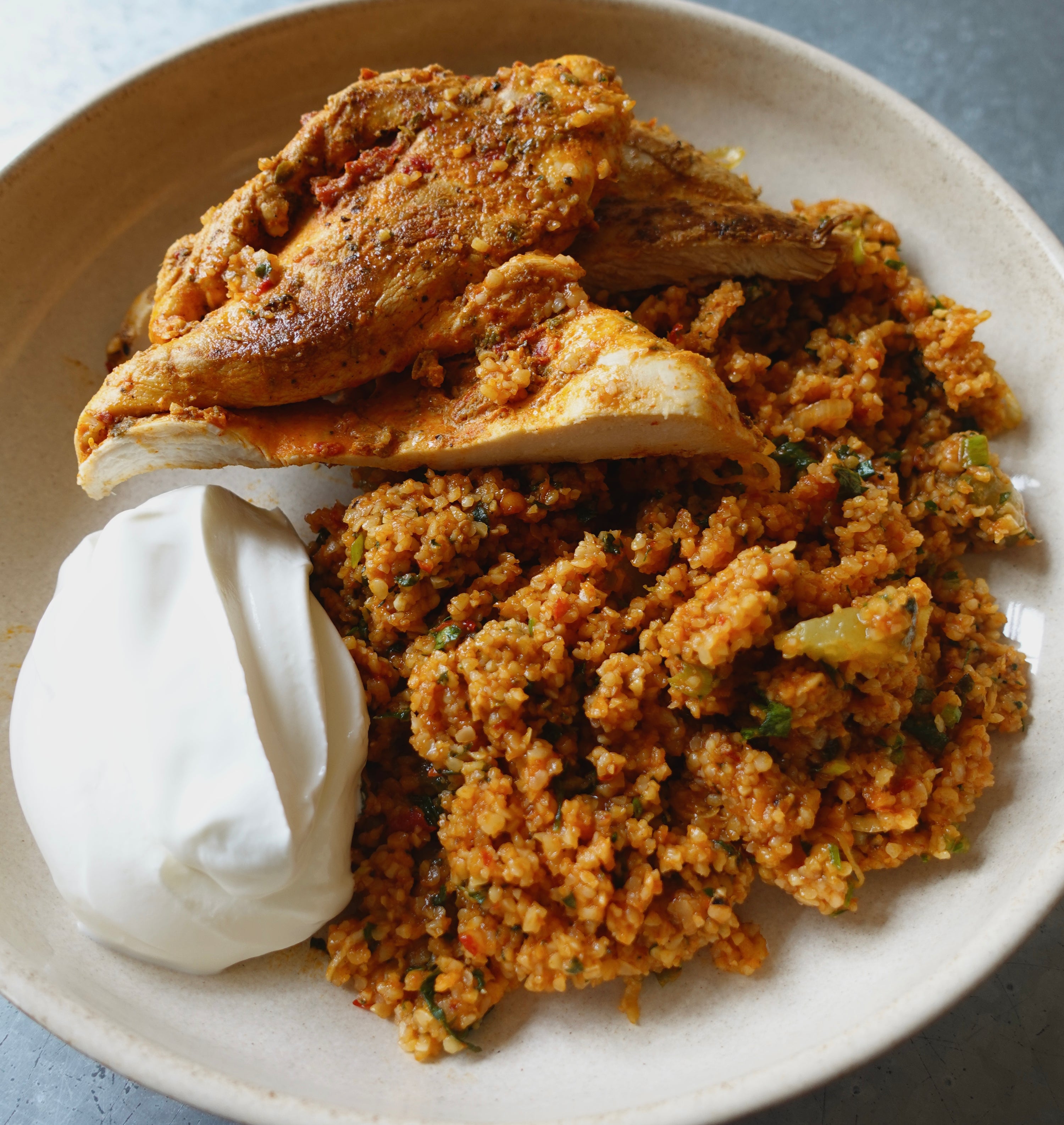 Kisir - Bulgur Wheat and Chicken Shish