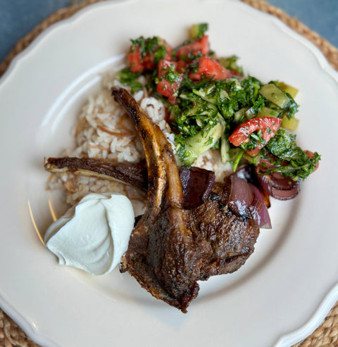 Oven Baked Lamb Chops with Turkish Rice & Herby Salad